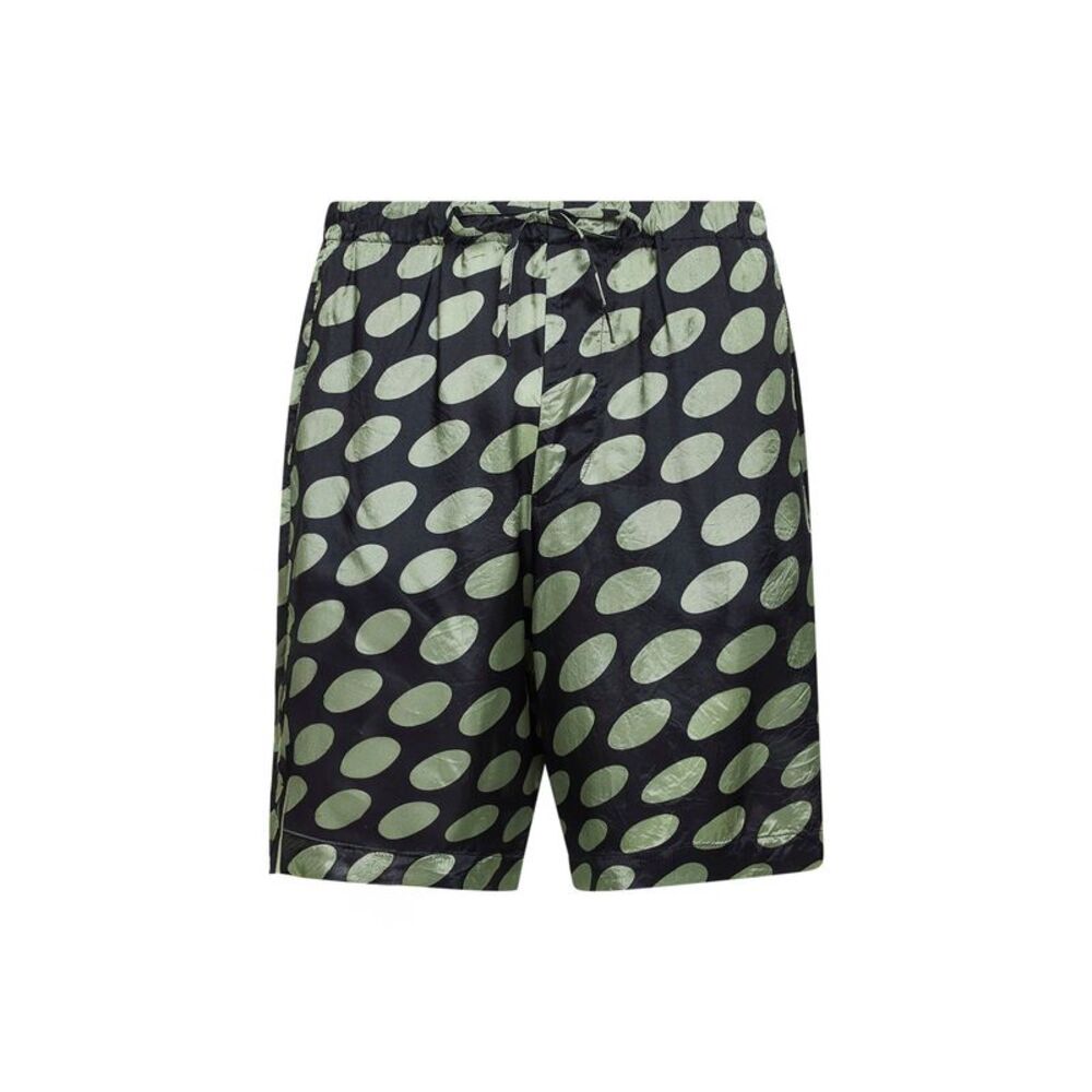 Dries Van Noten Men Black Cupro Soft Ellipses-Printed Shorts